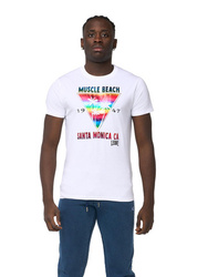 Koszulka męska Leone 1947 Beach Muscle White – Nadruk Santa Monica CA, styl vintage, bawełna