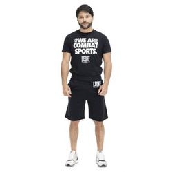 Komplet sportowy Leone 1947 LOGO WACS – czarny t-shirt + bermudy „We Are Combat Sports”