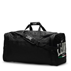 Torba treningowa Leone1947 AC909 – pojemna, czarna torba sportowa o klasycznym designie