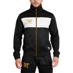 Bluza sportowa męska PREMIUM 2 Leone1947 – czarna z białym panelem i złotym logo