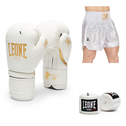 Zestaw Bokserski Leone1947 + rękawice WHITE&GOLD